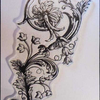 Floral Flourish Clear Stamp, Art Stamps,..
