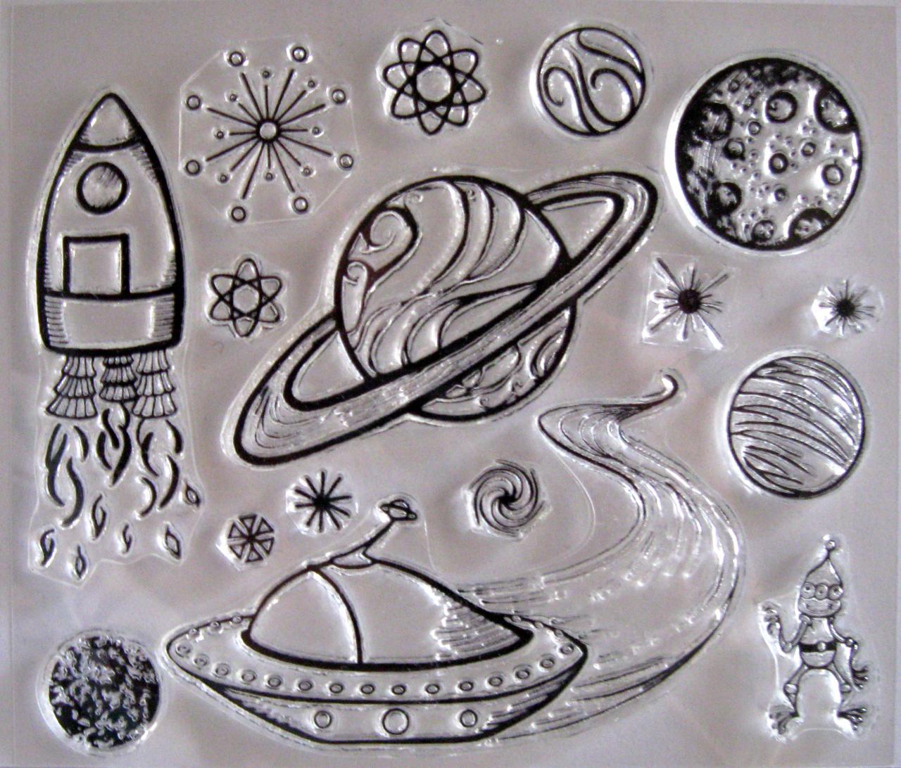 Space, Rockets, Moon, Planets, Rocket Ride Clear Art Stamps